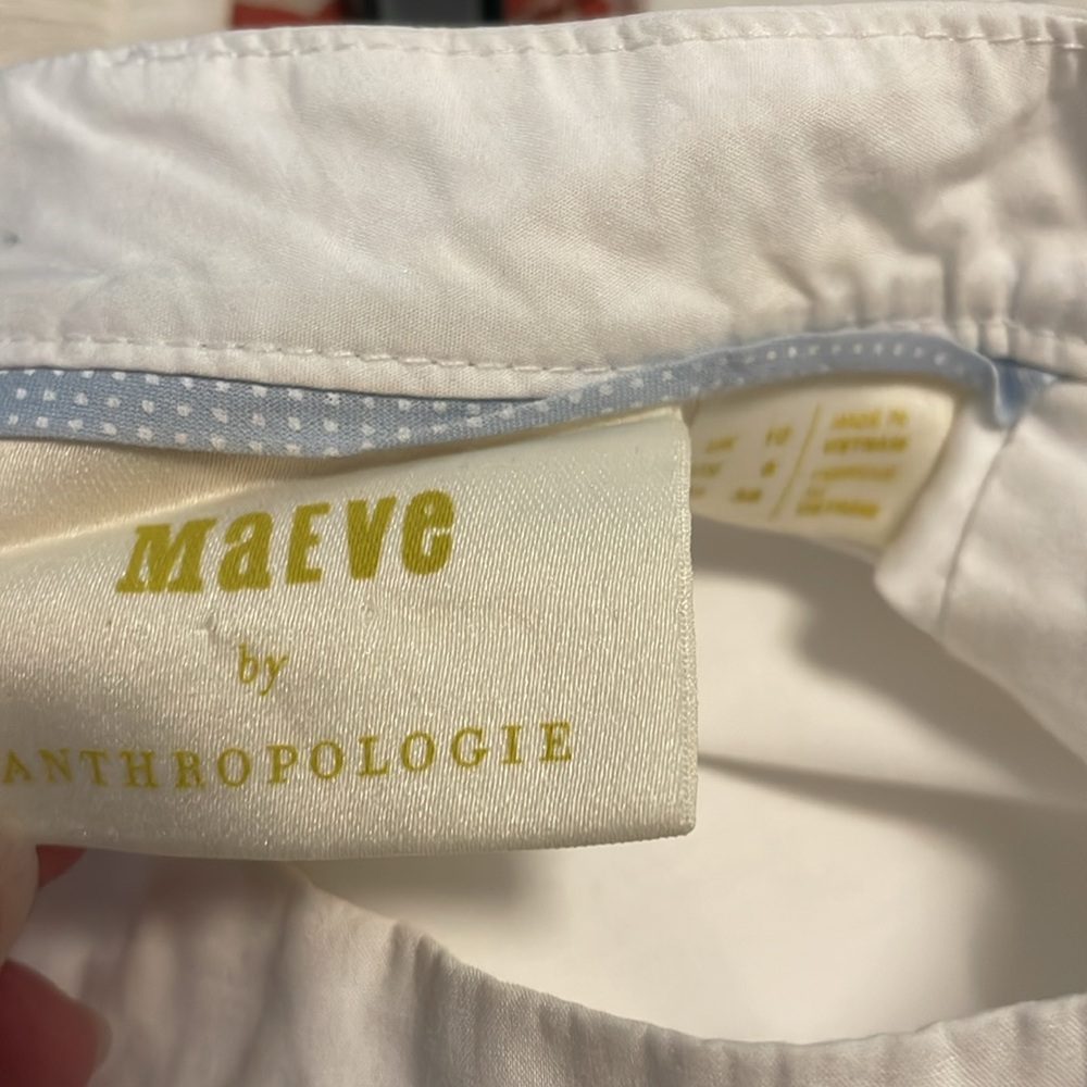 Anthropologie Maeve White Poplin Bell Sleeved Blouse Top Size 6 - Picture 5 of 5